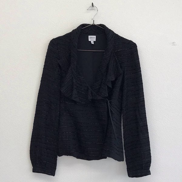 『USED美品』 
ARMANI COLLEZIONI アルマーニコレッツォーニ 
 カーディガン 
ビスコース/ポリアミド/ポリエステル ブラック
