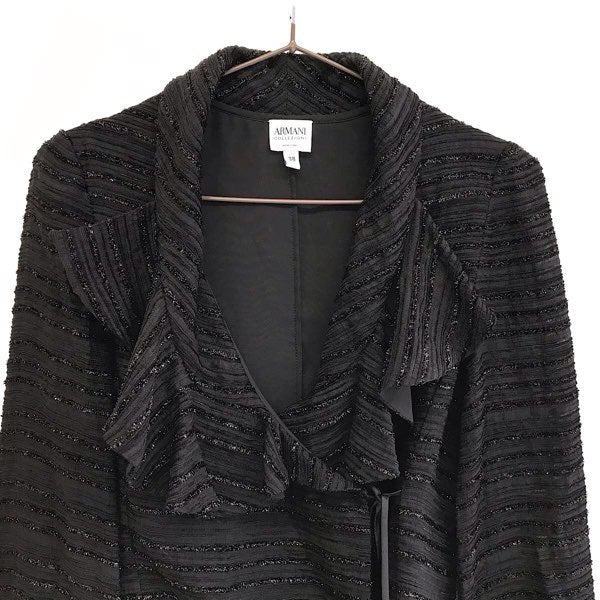 『USED美品』 
ARMANI COLLEZIONI アルマーニコレッツォーニ 
 カーディガン 
ビスコース/ポリアミド/ポリエステル ブラック