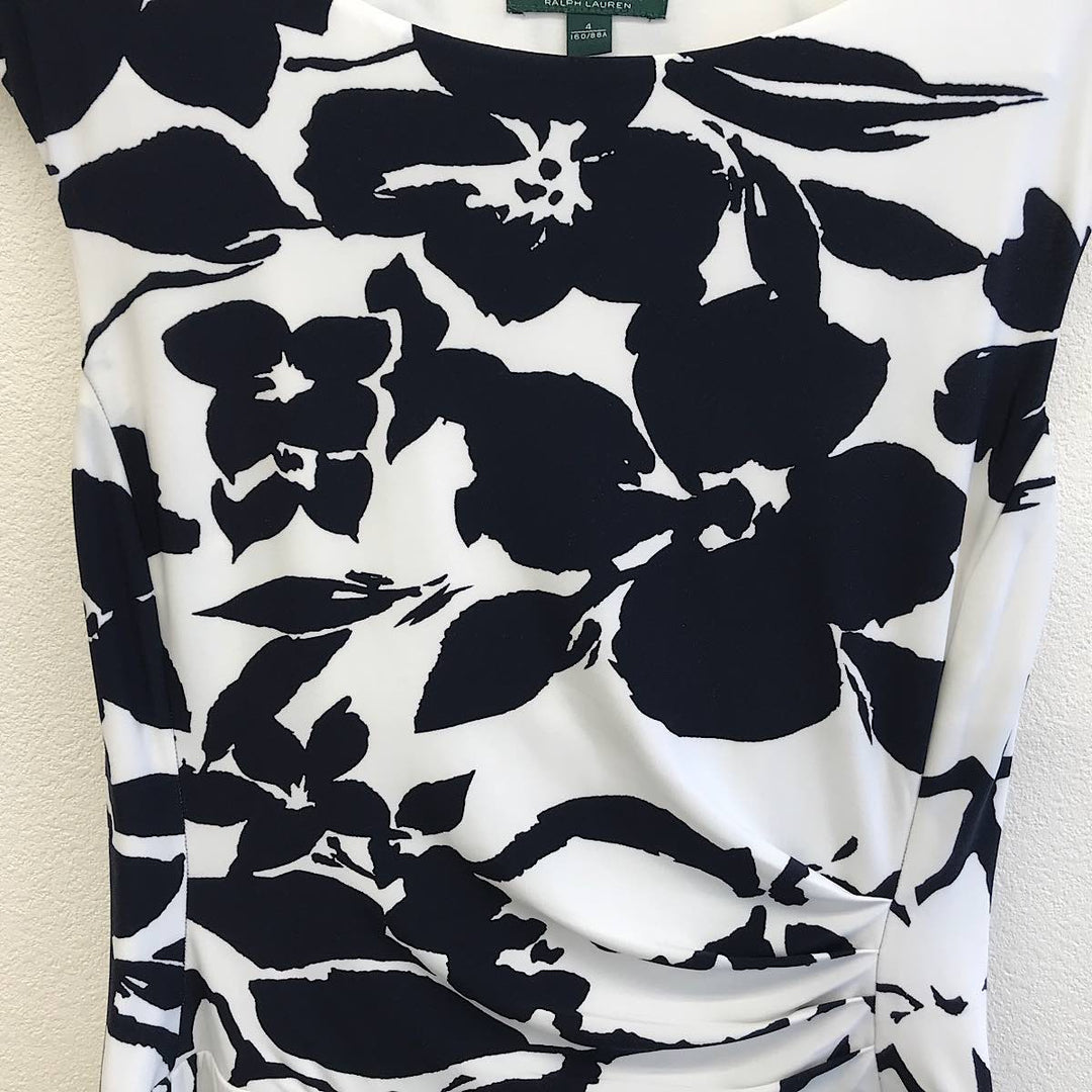 『USED』 
RALPH LAUREN ラルフローレン 
 花柄ワンピース サイズ4 RN#41381 ワンピース 
ポリエステル/ポリウレタン  ホワイト/ブラック系