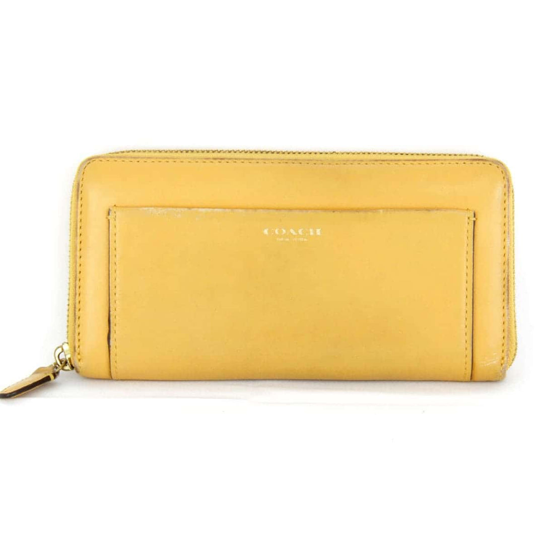 『USED』 
COACH コーチ 
 ジップアラウンドウォレット 長財布 
レザー イエロー