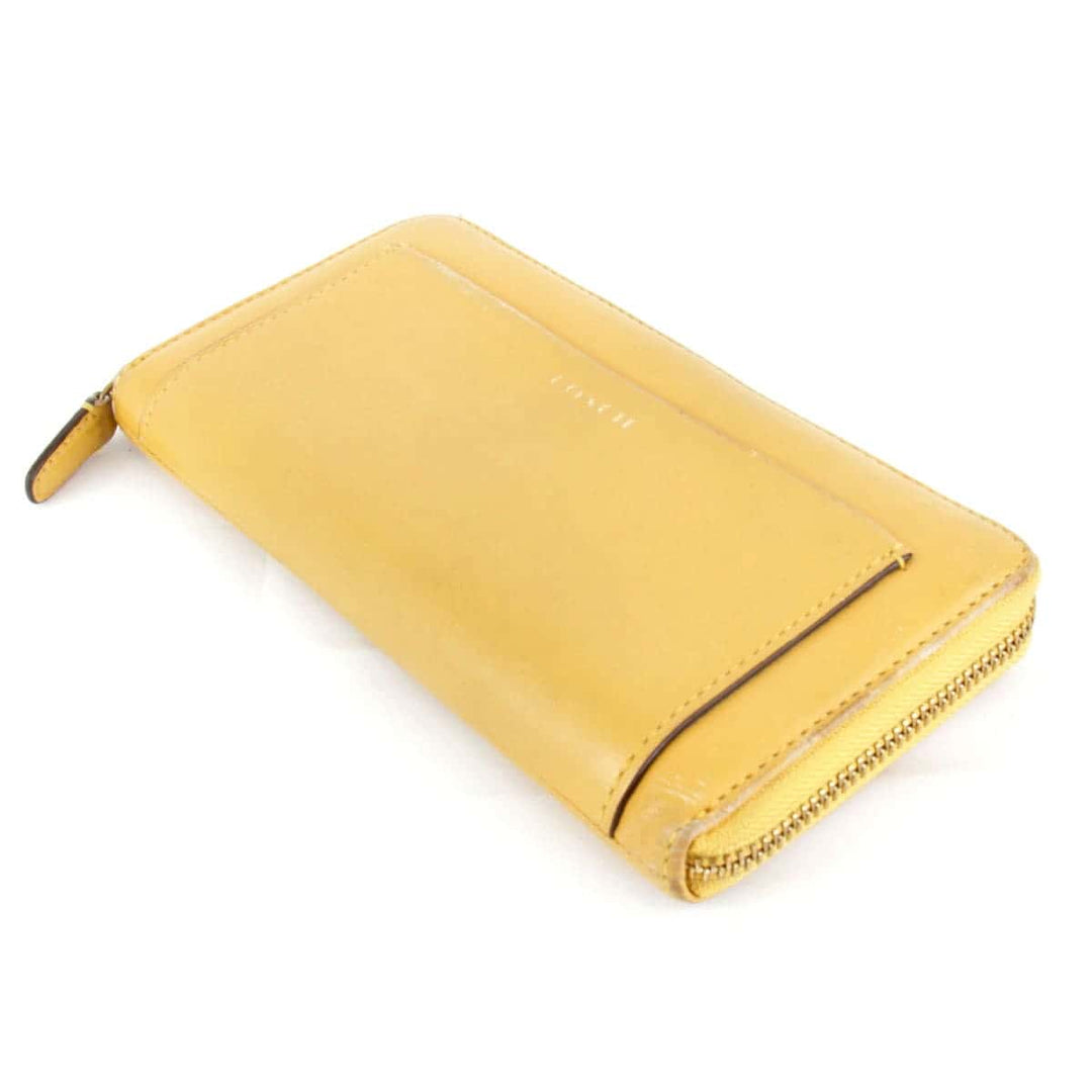 『USED』 
COACH コーチ 
 ジップアラウンドウォレット 長財布 
レザー イエロー