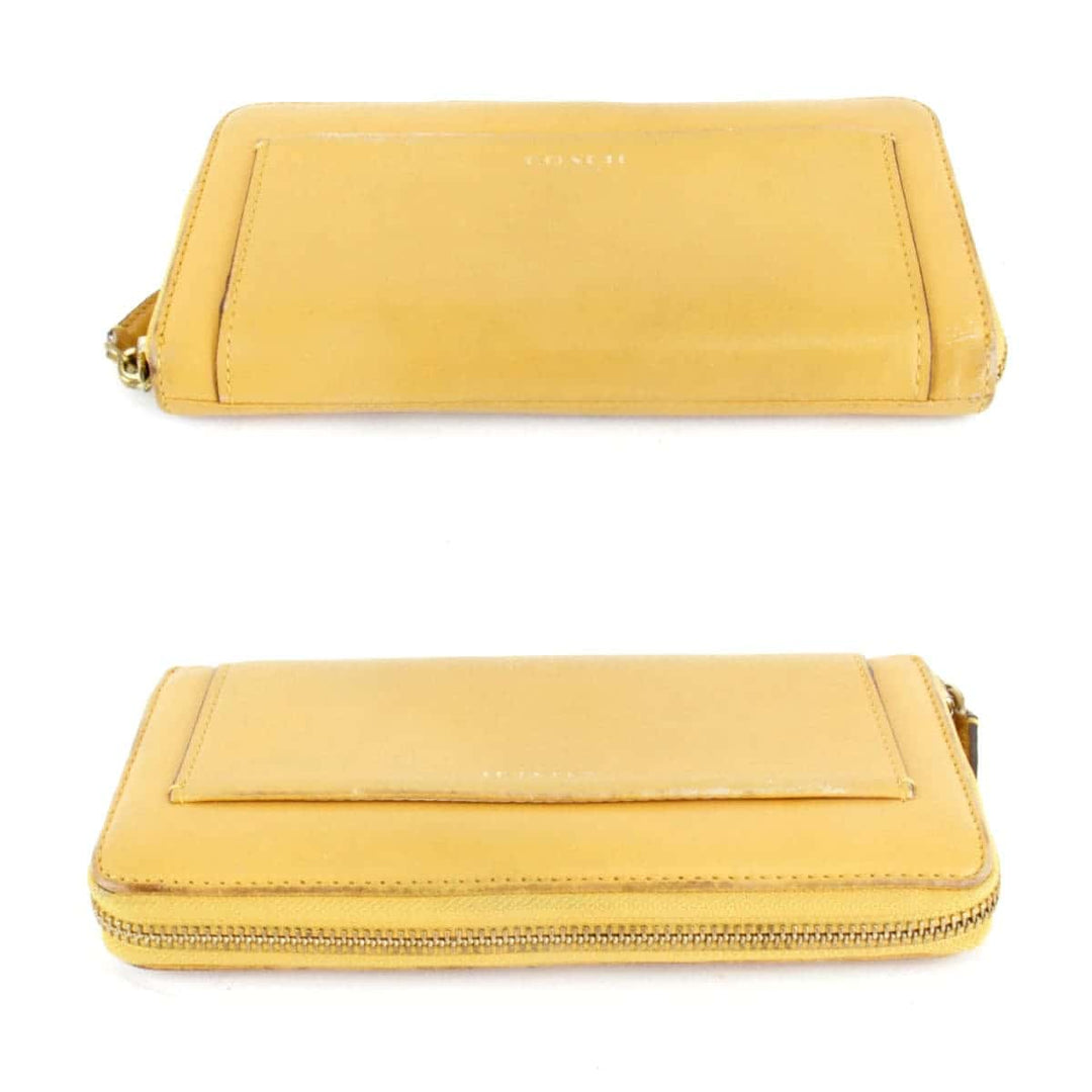 『USED』 
COACH コーチ 
 ジップアラウンドウォレット 長財布 
レザー イエロー