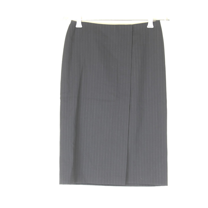美品『USED』 
RALPH LAUREN ラルフローレン 
 ストライプ スカート 
レーヨン /毛/キュプラ チャコールグレー 巻きタイトスカート