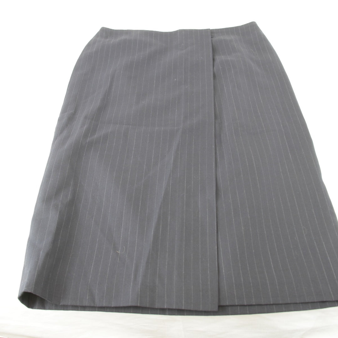 美品『USED』 
RALPH LAUREN ラルフローレン 
 ストライプ スカート 
レーヨン /毛/キュプラ チャコールグレー 巻きタイトスカート