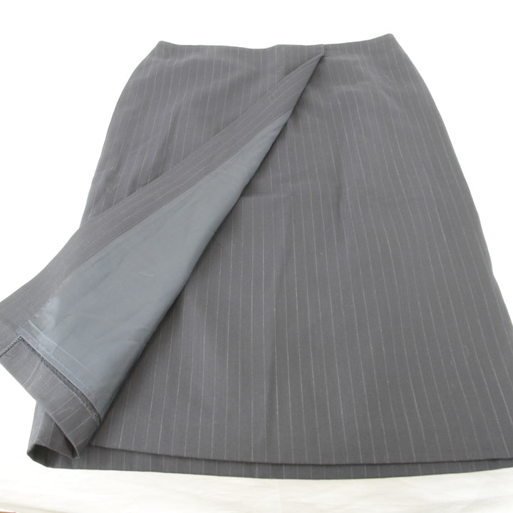 美品『USED』 
RALPH LAUREN ラルフローレン 
 ストライプ スカート 
レーヨン /毛/キュプラ チャコールグレー 巻きタイトスカート