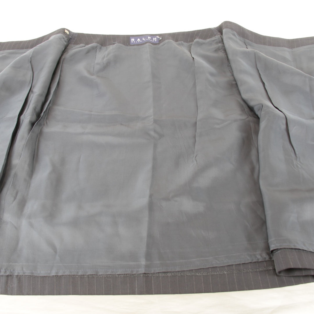 美品『USED』 
RALPH LAUREN ラルフローレン 
 ストライプ スカート 
レーヨン /毛/キュプラ チャコールグレー 巻きタイトスカート
