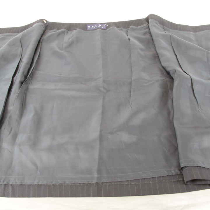 美品『USED』 
RALPH LAUREN ラルフローレン 
 ストライプ スカート 
レーヨン /毛/キュプラ チャコールグレー 巻きタイトスカート