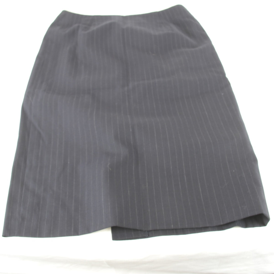 美品『USED』 
RALPH LAUREN ラルフローレン 
 ストライプ スカート 
レーヨン /毛/キュプラ チャコールグレー 巻きタイトスカート
