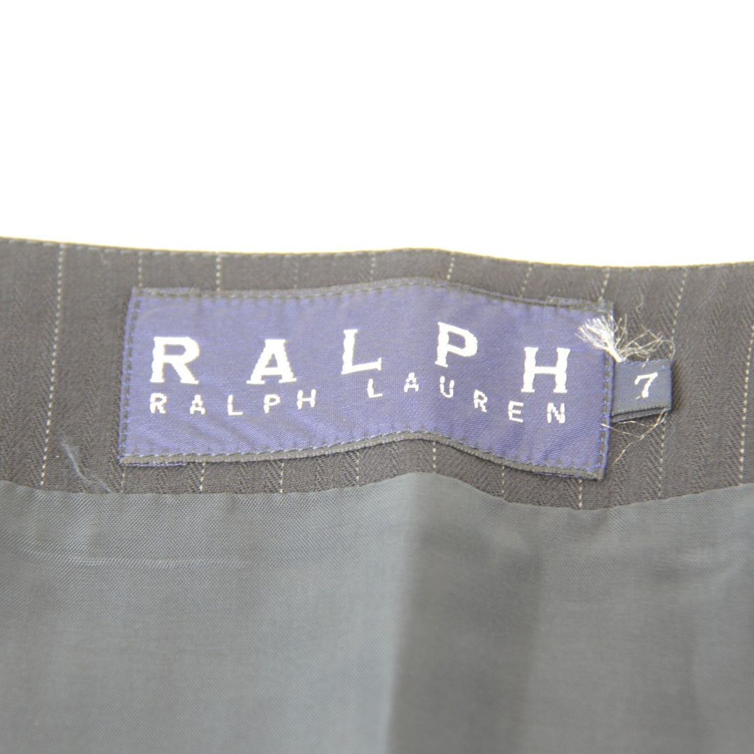美品『USED』 
RALPH LAUREN ラルフローレン 
 ストライプ スカート 
レーヨン /毛/キュプラ チャコールグレー 巻きタイトスカート