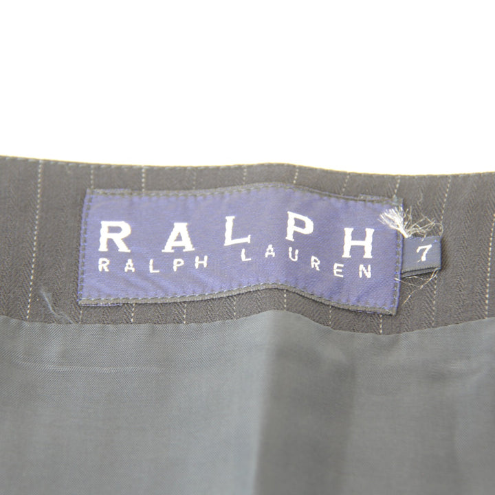 美品『USED』 
RALPH LAUREN ラルフローレン 
 ストライプ スカート 
レーヨン /毛/キュプラ チャコールグレー 巻きタイトスカート