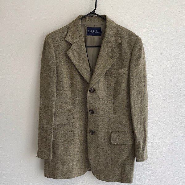 『USED』 
RALPH LAUREN ラルフローレン 
 サイズ9 テーラードジャケット 
麻 /キュプラ ブラウン系
