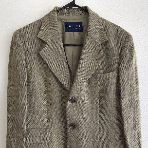 『USED』 
RALPH LAUREN ラルフローレン 
 サイズ9 テーラードジャケット 
麻 /キュプラ ブラウン系