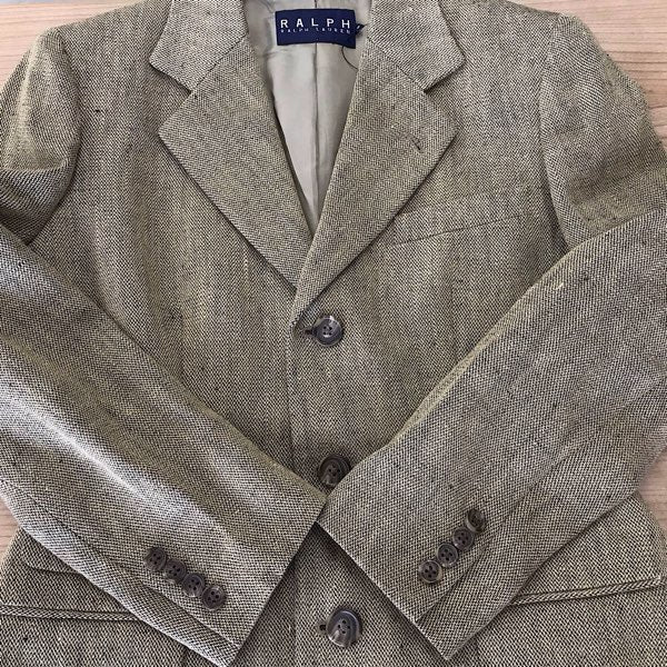 『USED』 
RALPH LAUREN ラルフローレン 
 サイズ9 テーラードジャケット 
麻 /キュプラ ブラウン系