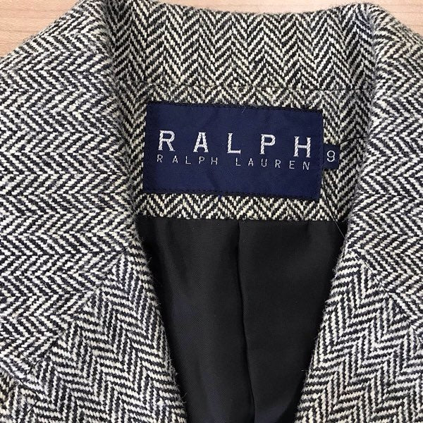 『USED』 
RALPH LAUREN ラルフローレン 
 サイズ9 テーラードジャケット 
コットン /キュプラ グレー