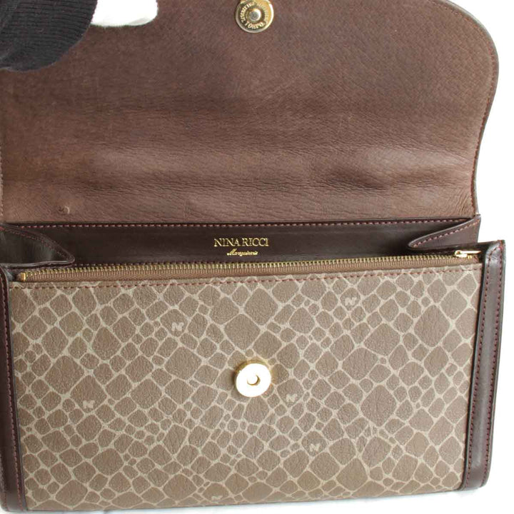『USED』 
NINA RICCI ニナリッチ 
 ジラフ柄 ハンドバッグ 
レザー ブラウン