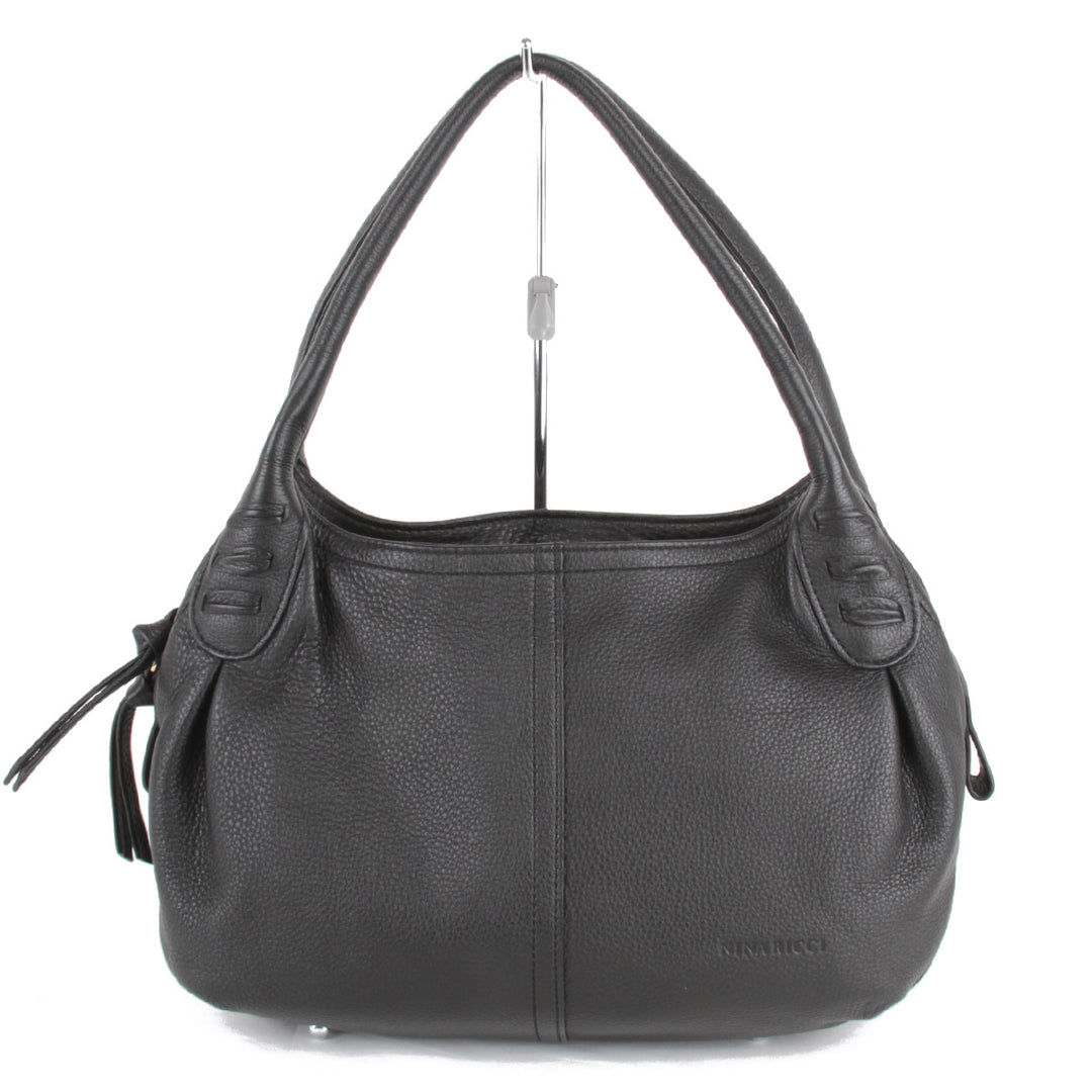 『USED』 
NINA RICCI ニナリッチ 
 ハンドバッグ 
レザー ブラック