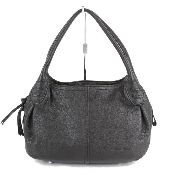 『USED』 
NINA RICCI ニナリッチ 
 ハンドバッグ 
レザー ブラック