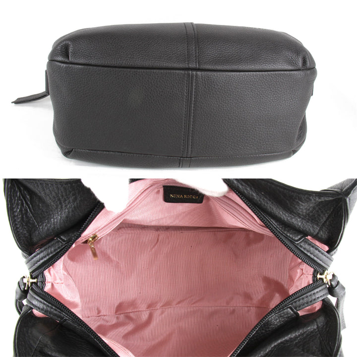 『USED』 
NINA RICCI ニナリッチ 
 ハンドバッグ 
レザー ブラック