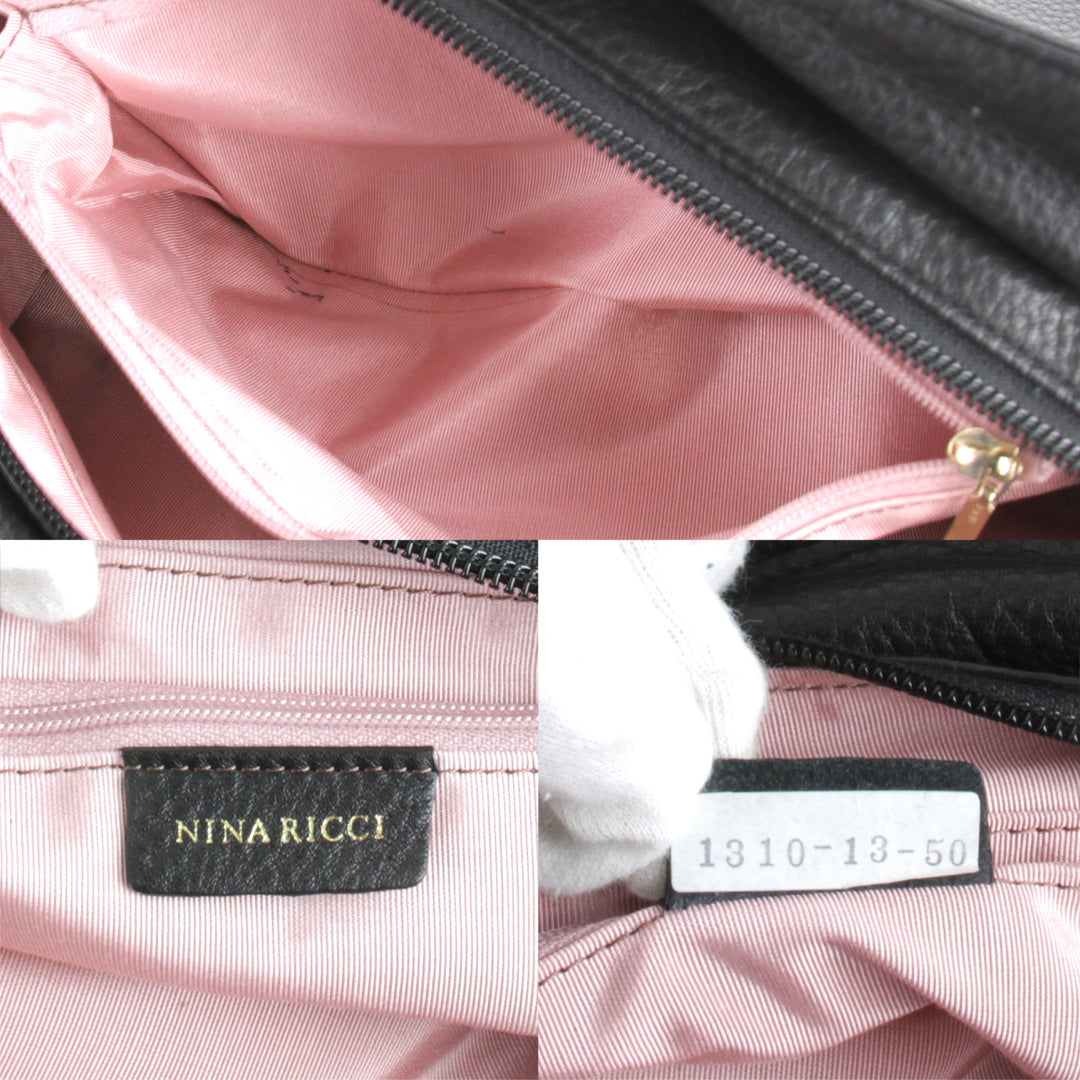 『USED』 
NINA RICCI ニナリッチ 
 ハンドバッグ 
レザー ブラック