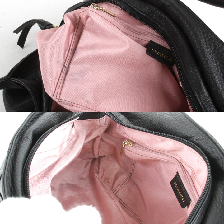 『USED』 
NINA RICCI ニナリッチ 
 ハンドバッグ 
レザー ブラック