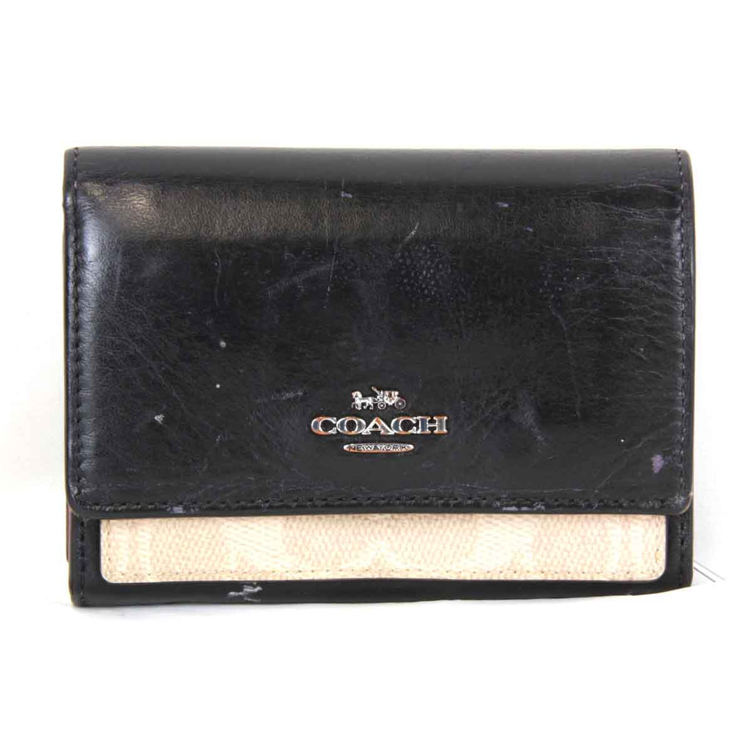『USED』 
COACH コーチ 
 二つ折り財布 
レザー ブラック