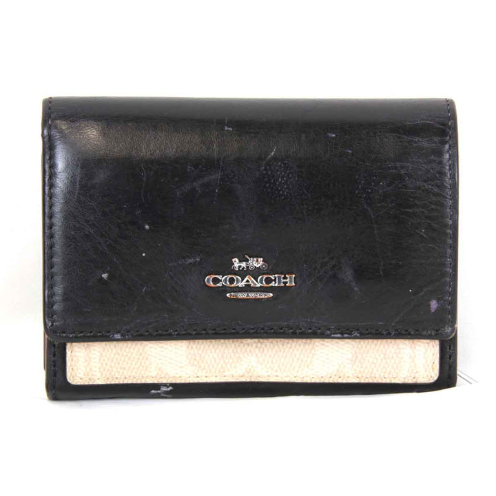 『USED』 
COACH コーチ 
 二つ折り財布 
レザー ブラック