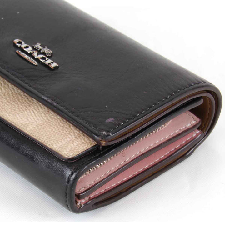 『USED』 
COACH コーチ 
 二つ折り財布 
レザー ブラック