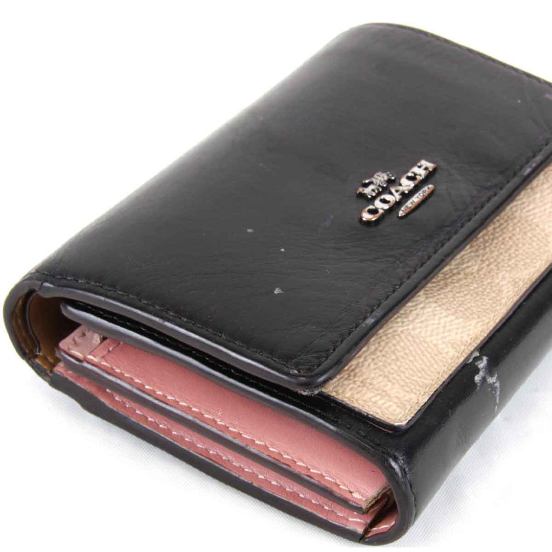 『USED』 
COACH コーチ 
 二つ折り財布 
レザー ブラック