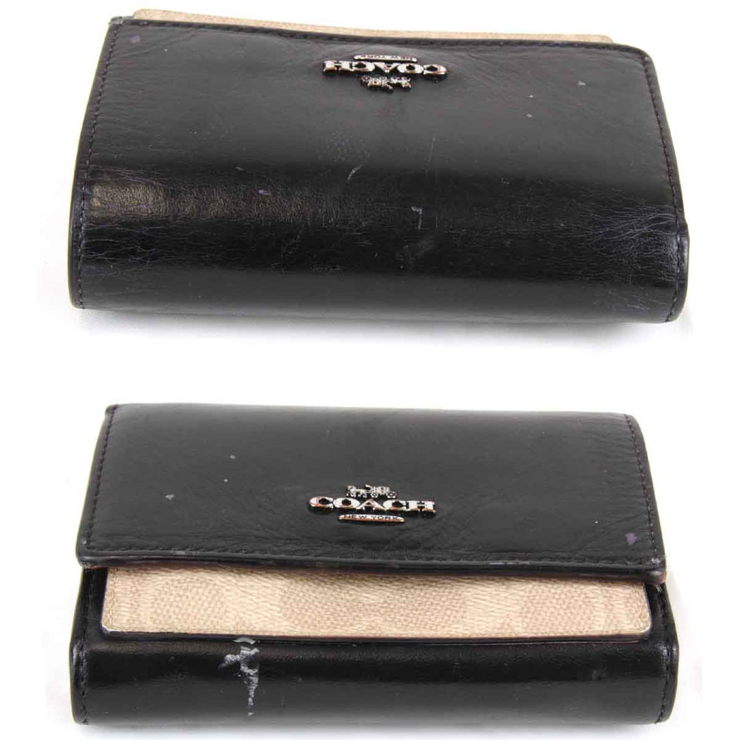『USED』 
COACH コーチ 
 二つ折り財布 
レザー ブラック