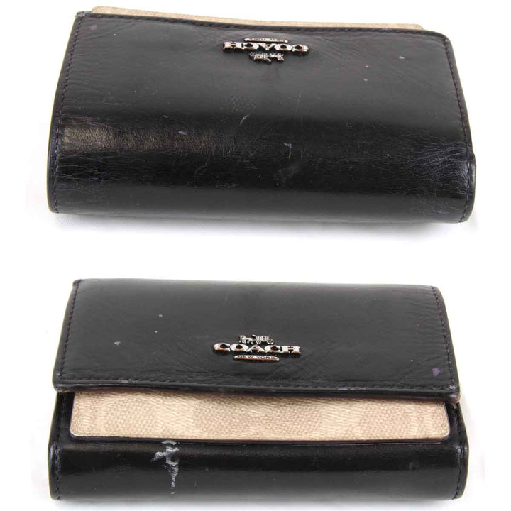 『USED』 
COACH コーチ 
 二つ折り財布 
レザー ブラック