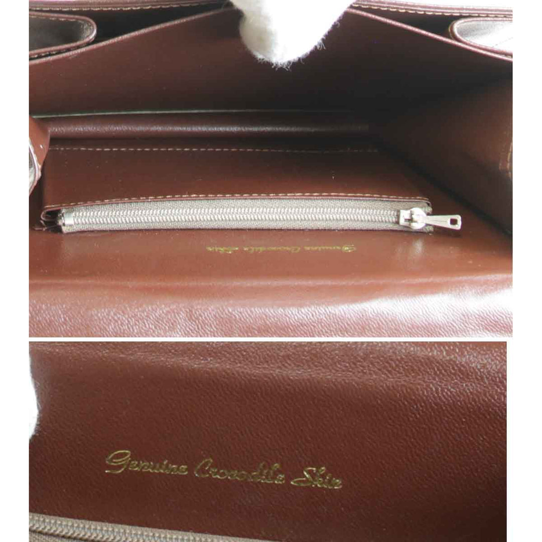 美品『USED』 
CROCODILE クロコダイル 
 ハンドバッグ 
クロコダイル ブラウン