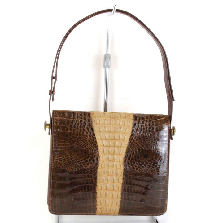美品『USED』 
CROCODILE クロコダイル 
 ハンドバッグ 
クロコダイル ブラウン