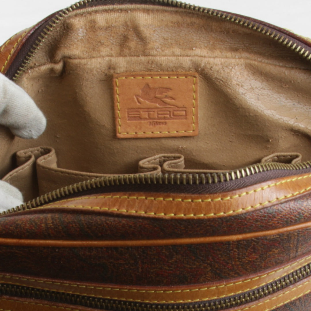 『USED』 
ETRO エトロ 
 クラッチバッグ 
レザー ブラウン