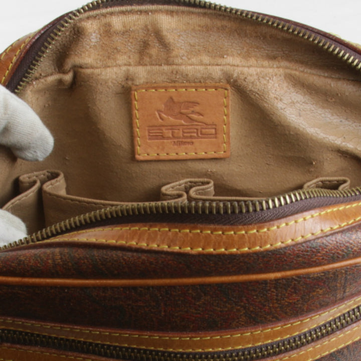 『USED』 
ETRO エトロ 
 クラッチバッグ 
レザー ブラウン