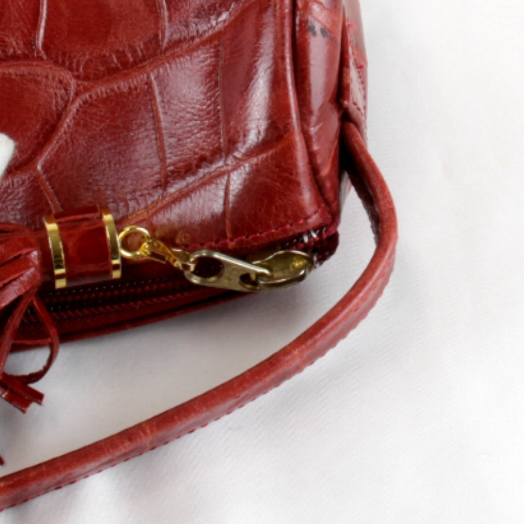 『USED』 
 
 R.Valentino 型押し ハンドバッグ 
レザー レッド