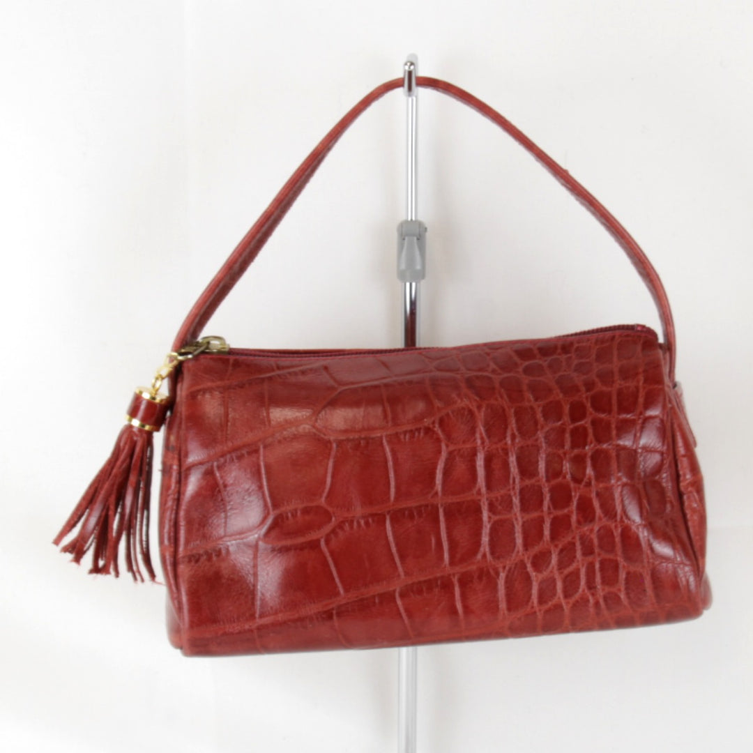 『USED』 
 
 R.Valentino 型押し ハンドバッグ 
レザー レッド