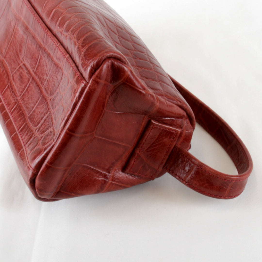 『USED』 
 
 R.Valentino 型押し ハンドバッグ 
レザー レッド