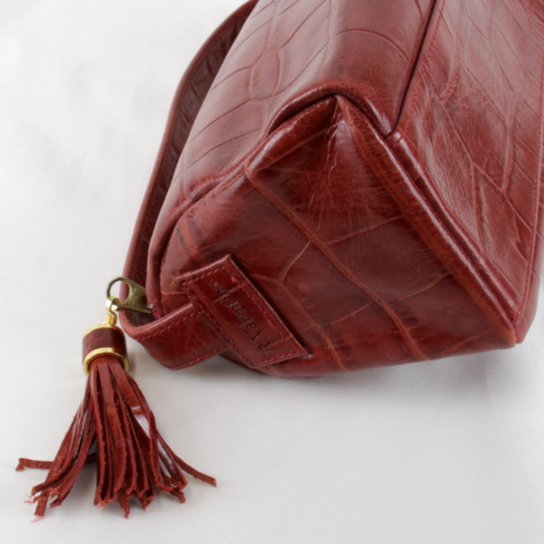 『USED』 
 
 R.Valentino 型押し ハンドバッグ 
レザー レッド