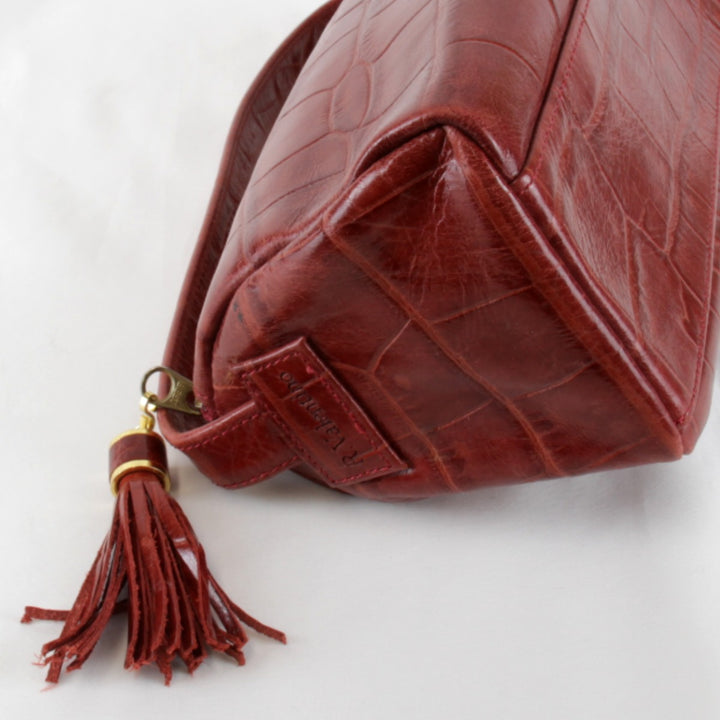 『USED』 
 
 R.Valentino 型押し ハンドバッグ 
レザー レッド