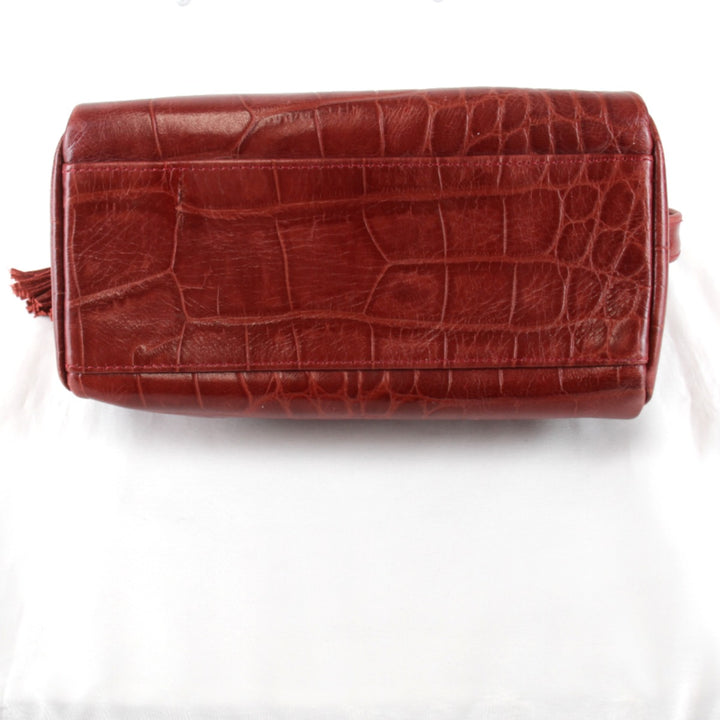 『USED』 
 
 R.Valentino 型押し ハンドバッグ 
レザー レッド