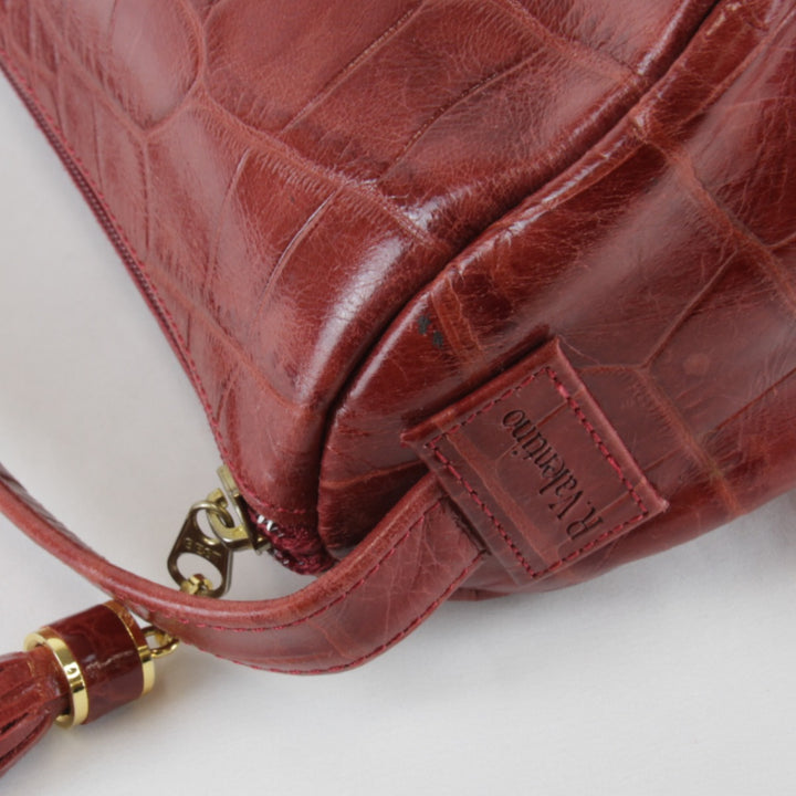 『USED』 
 
 R.Valentino 型押し ハンドバッグ 
レザー レッド