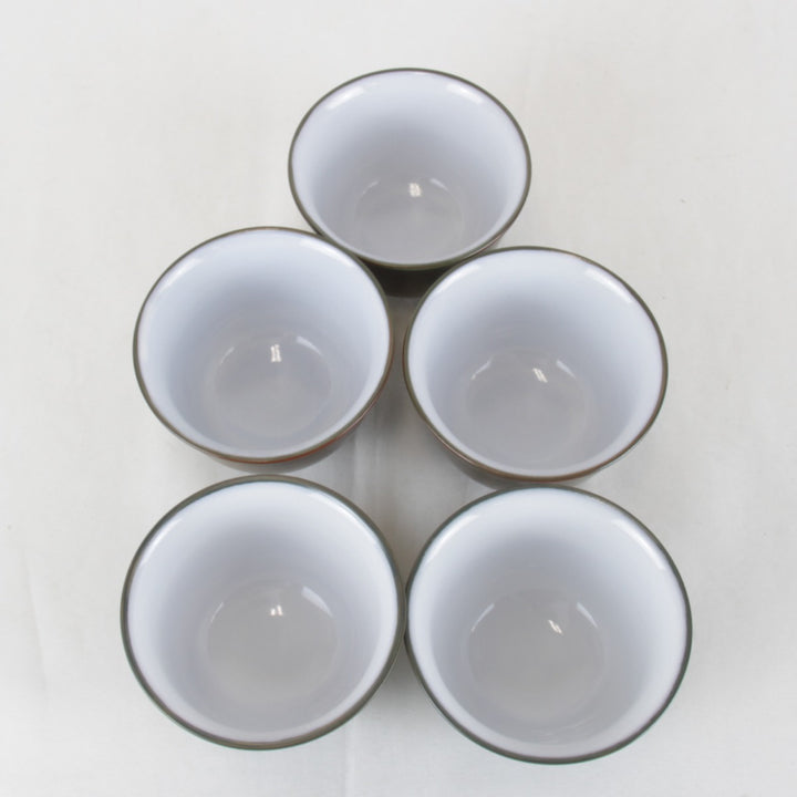 美品『USED』 
 
 常滑焼 マーブル柄 湯呑み 5客セット 陶印あり 食器 
陶器 グリーン×オレンジ×ブルー
