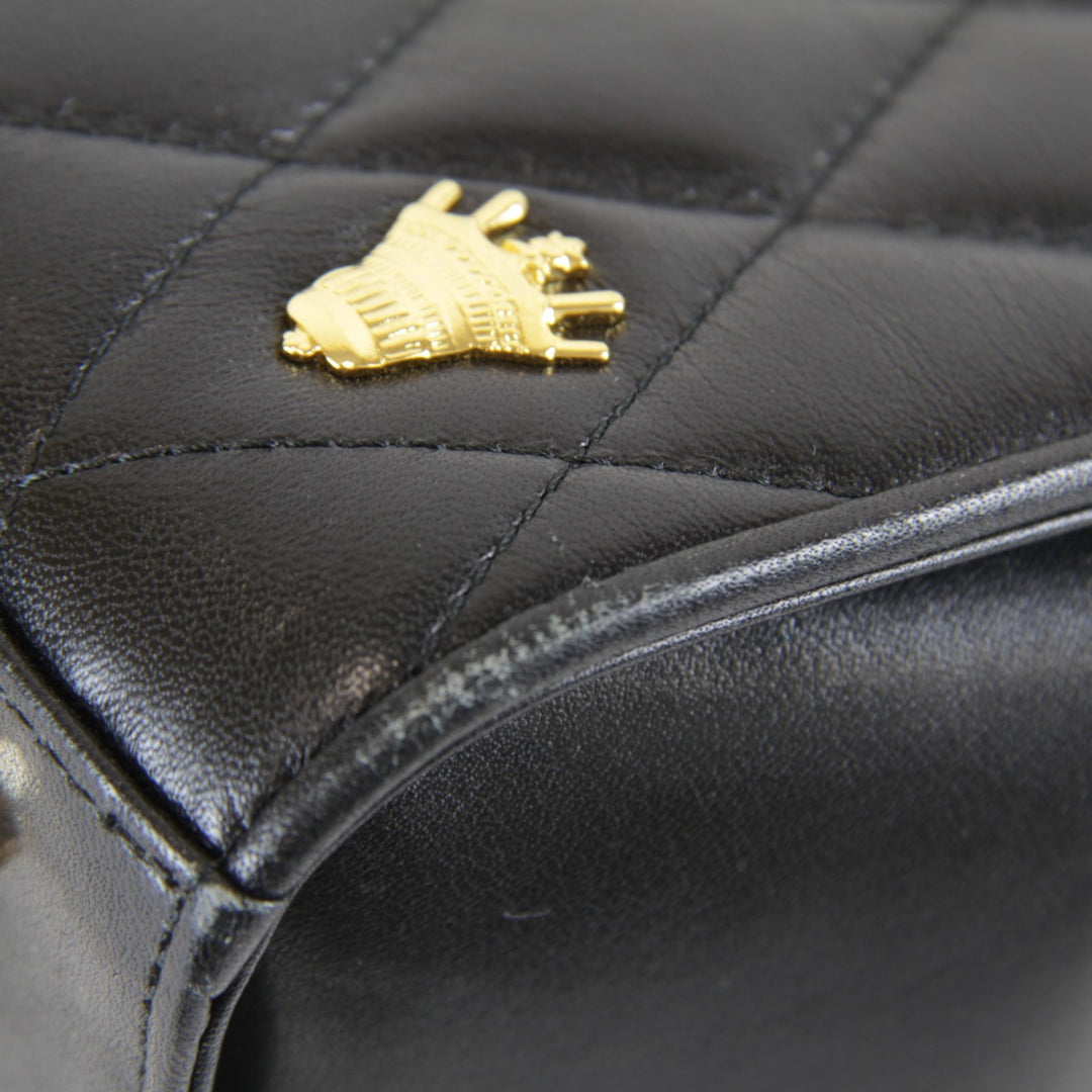 『USED』 
KIMIJIMA PARIS TOKYO キミジマ 
 キルティング フォーマル ハンドバッグ 
レザー ブラック