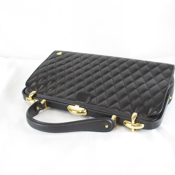 『USED』 
KIMIJIMA PARIS TOKYO キミジマ 
 キルティング フォーマル ハンドバッグ 
レザー ブラック