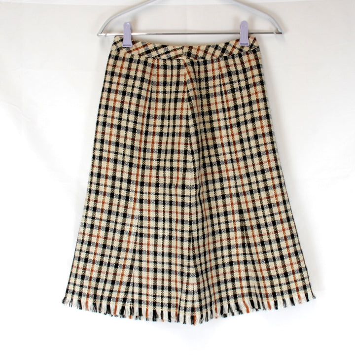 美品『USED』 
DAKS ダックス 
 チェック シンプル スカート 
ツイード ブラウン