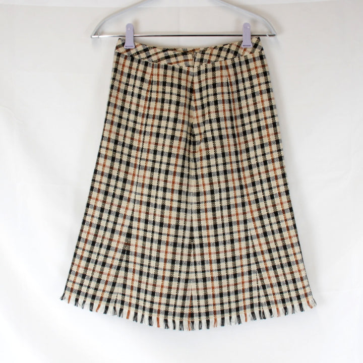 美品『USED』 
DAKS ダックス 
 チェック シンプル スカート 
ツイード ブラウン