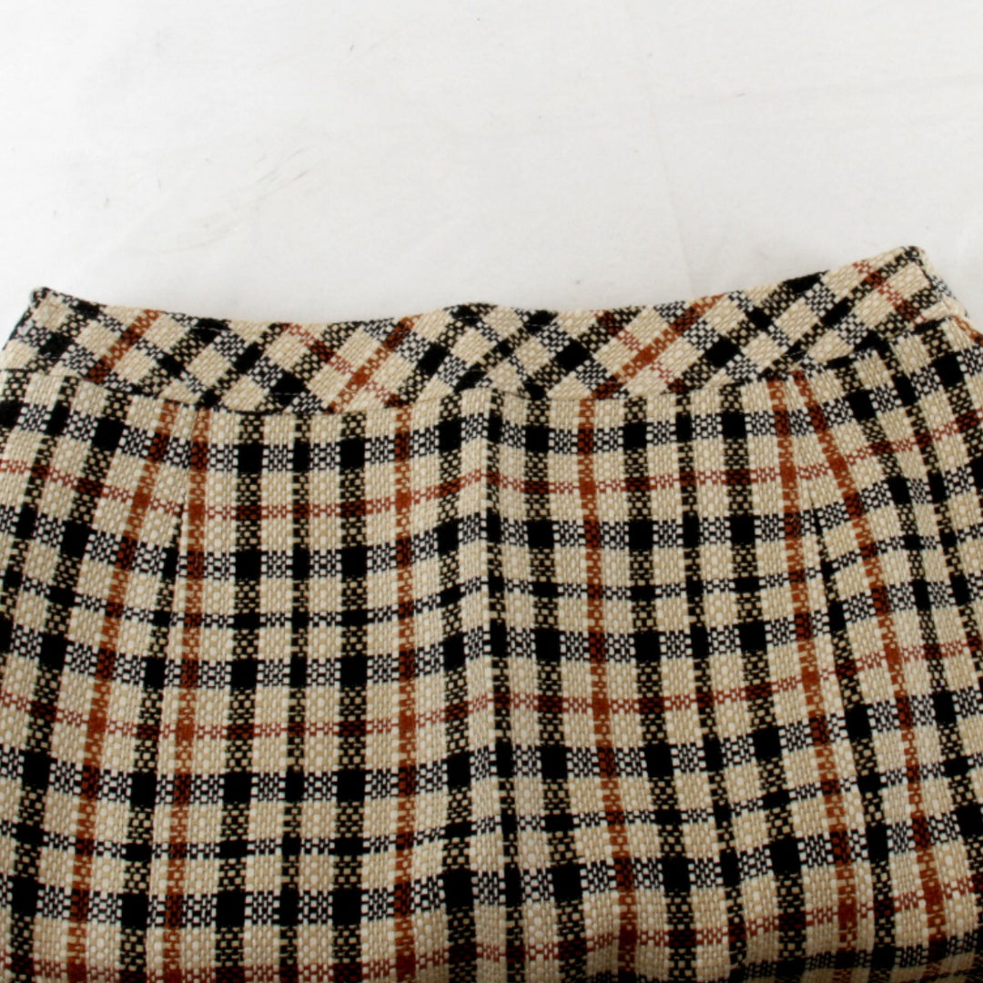 美品『USED』 
DAKS ダックス 
 チェック シンプル スカート 
ツイード ブラウン