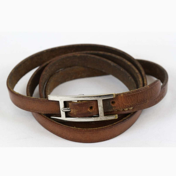 『USED』 
HERMES エルメス 
 ブレスレット 
レザー/メタル  ブラウン×シルバー