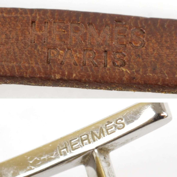 『USED』 
HERMES エルメス 
 ブレスレット 
レザー/メタル  ブラウン×シルバー