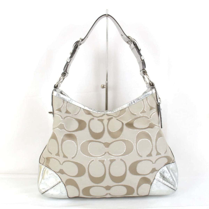 『USED』 
COACH コーチ 
 シグネチャーバッグ 19753M ショルダーバッグ 
キャンバス/レザー  シルバー×ベージュ